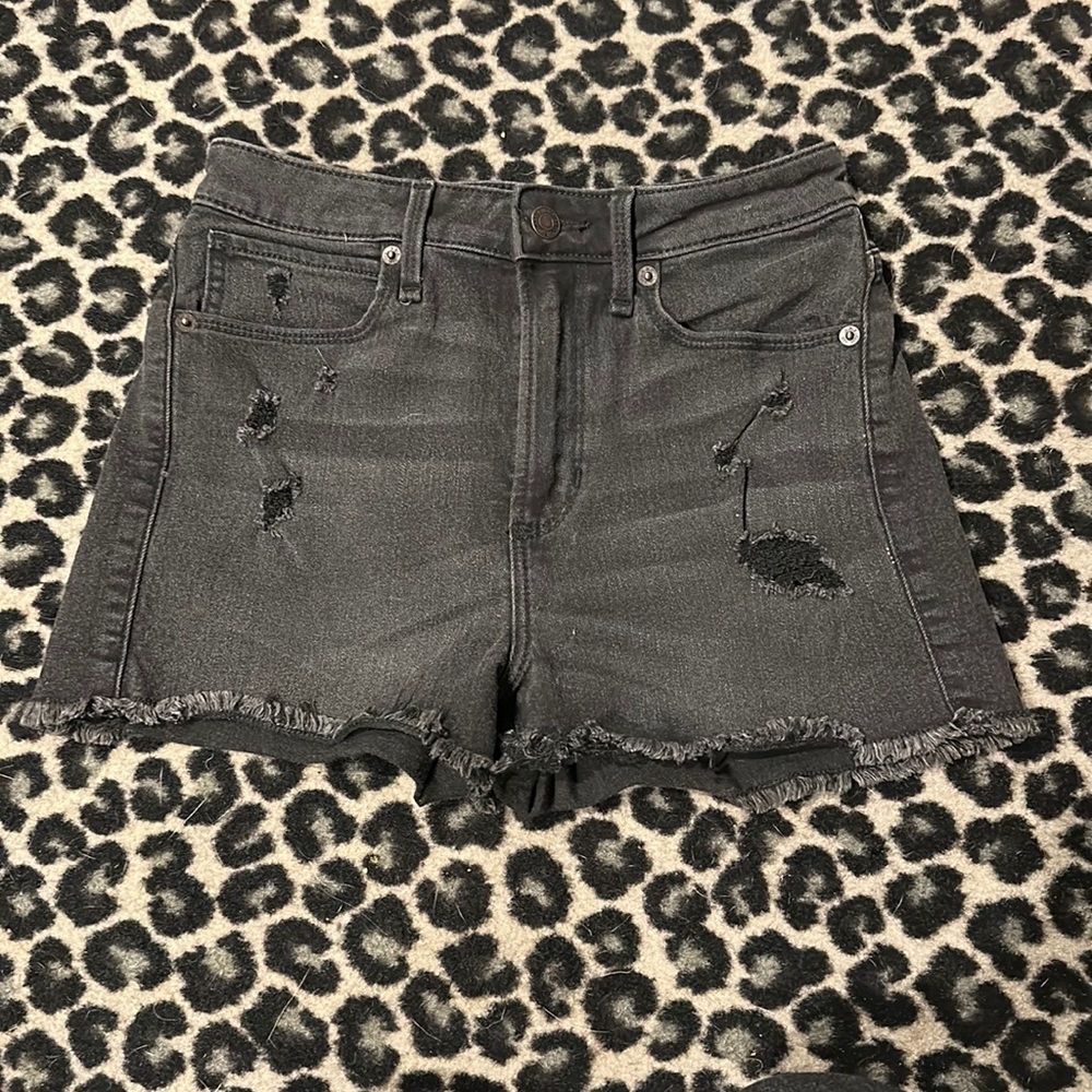 Abercrombie & fitch black distressed shorts